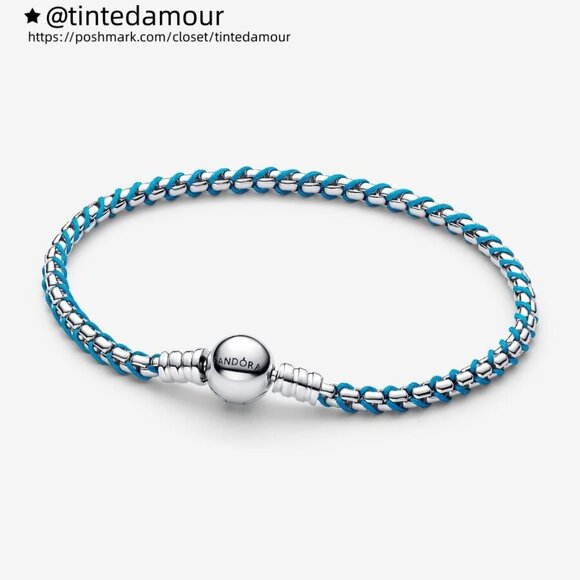 Pandora Blue Cord Snake Chain Bracelet - Picture 1 of 2
